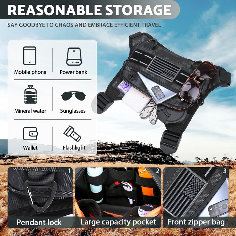 Muserise Sports Chest Bag For Men Women, Water Resistant Lightweight Front Chest Pack, Running Vest Bag With Built-In Phone Holder & Extra Storage For Workouts, Running, Cycling (Camo) - Image 3